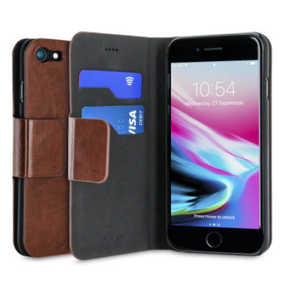 Olixar Leather-Style iPhone 8 / 7 Wallet Stand Case – Brown
