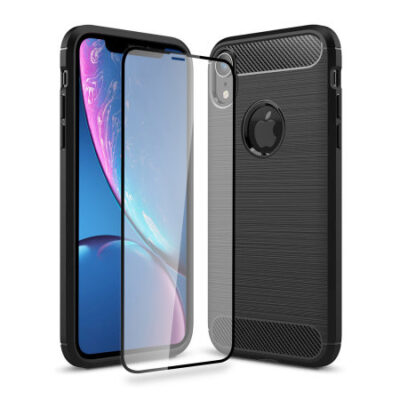 Olixar Sentinel iPhone XR Case and Glass Screen Protector – Black