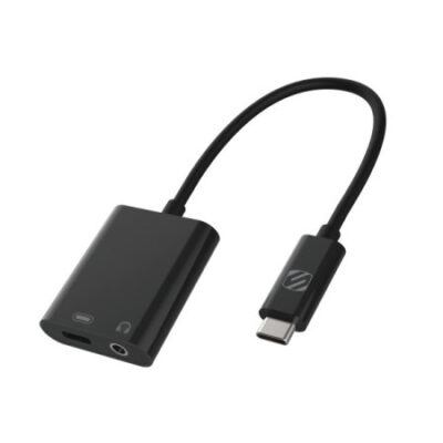 Scosche USB-C 3.5mm Headphone Adapter & Pass-Through Charging – Black