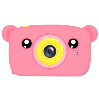 CARTOON HD CAMERA FOR KIDS WITH 3 GAMES – 12MP – BEAR / PINK
