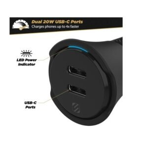 Scosche 40W Dual Fast Charging USB-C PD Car Charger - Black - Image 3