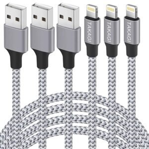 iPhone Charger TAKAGI 3Pack 6FT Nylon Braided Lightning - Image 1